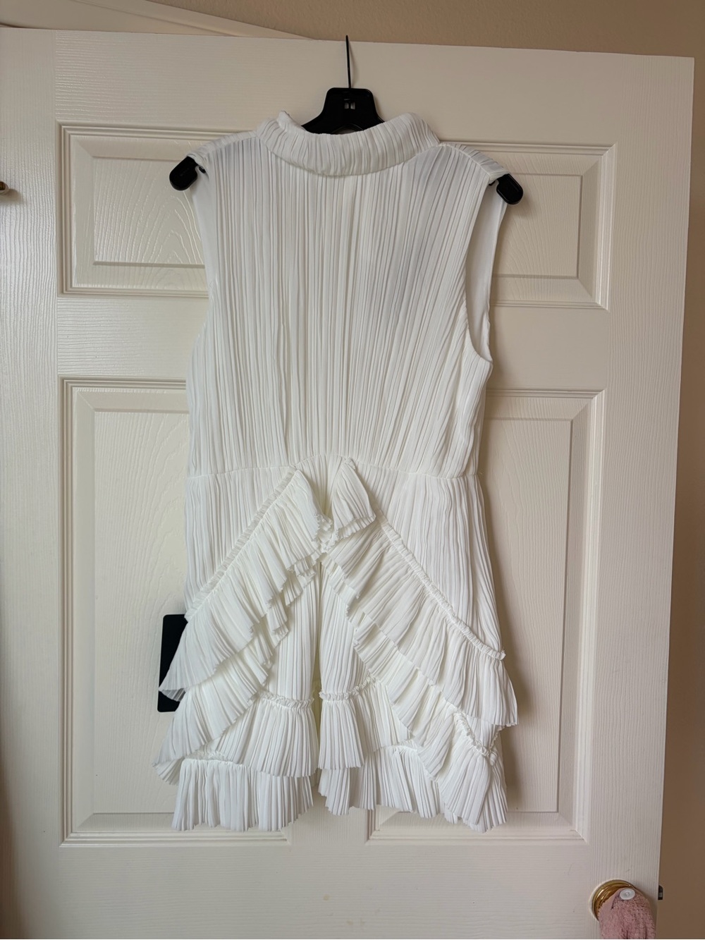 Lulu's White Pleated Ruffle Sleeveless Dress